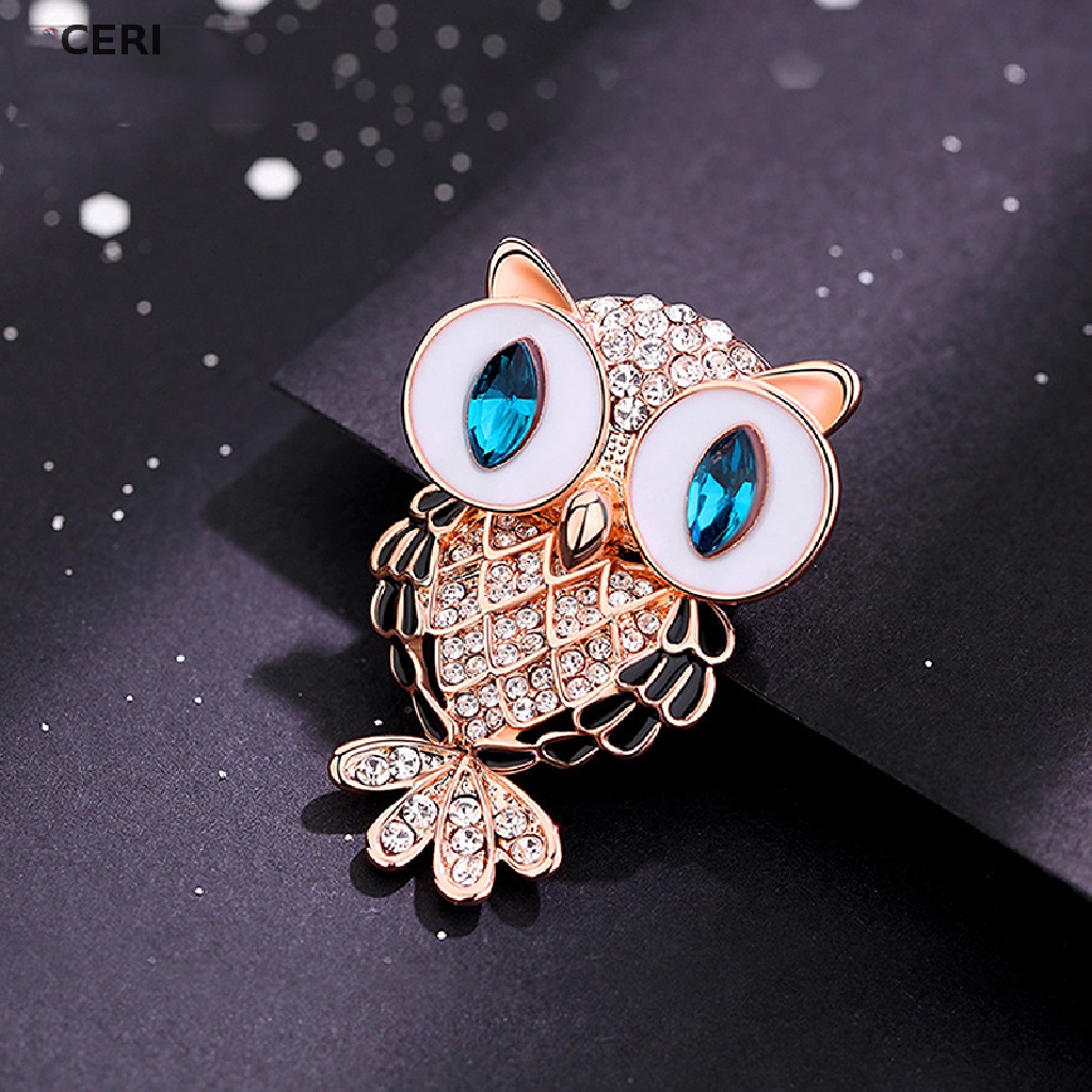 CE Fashion Delicate Owl Brooches Korean Alloy Rhinestone Animal Brooch Pins Jewelry RI