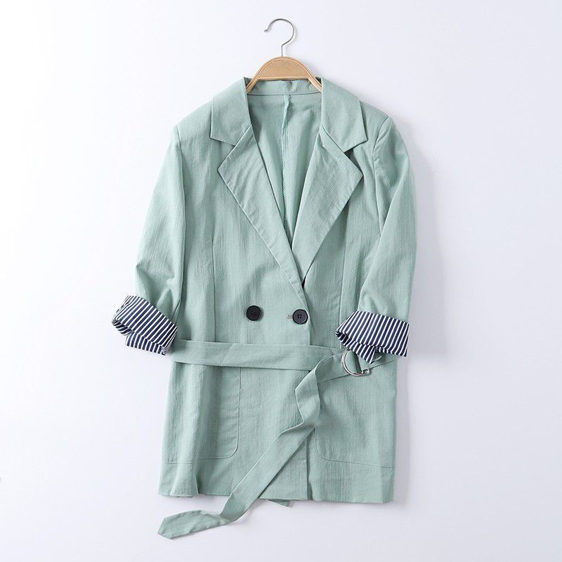 {Nhiều màu} Áo blazer dáng dài tay lỡ phối kẻ xuất Hàn (có sẵn) | BigBuy360 - bigbuy360.vn