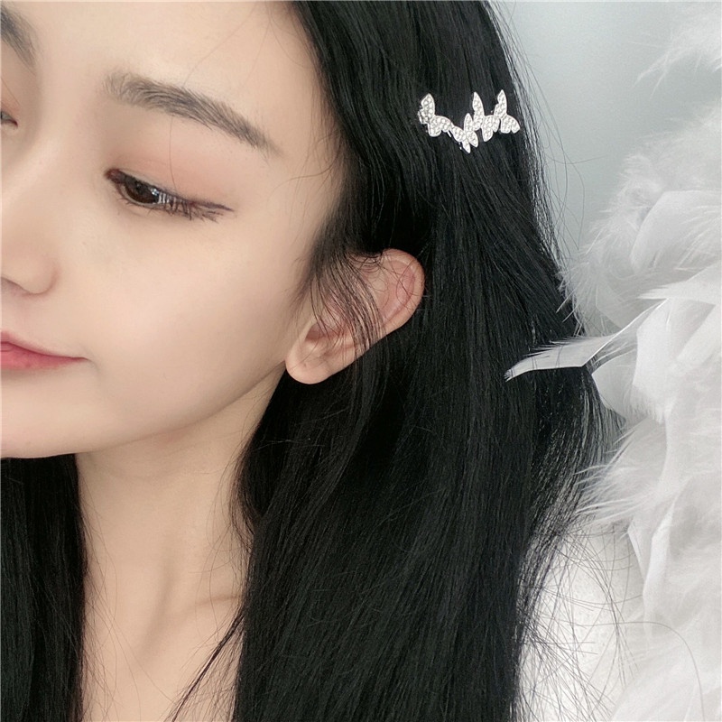 Autum98 Kẹp tóc mặt hình bướm đính đá nhân tạo lấp lánh thời trang Hàn Quốc (B3-4-1)