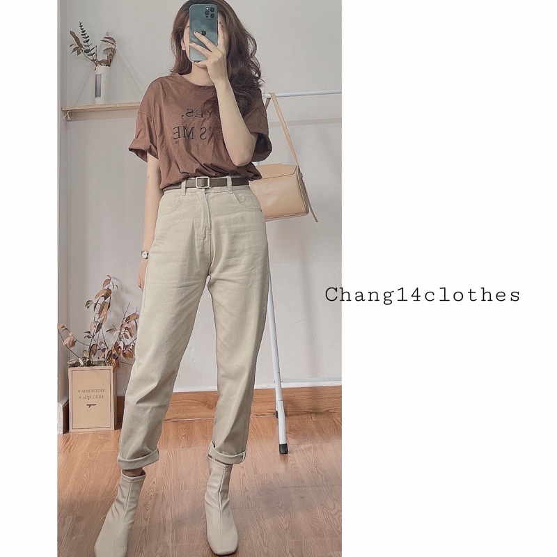 Quần baggy kaki form chuẩn size 3 màu be trắng đen (dài 90cm)