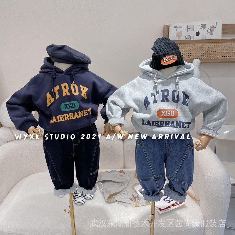 Áo Hoodie Lót Lông Cừu Dày Dặn Phong Cách Phương Tây Thời Trang Thu Đông Mới Cho Bé Trai