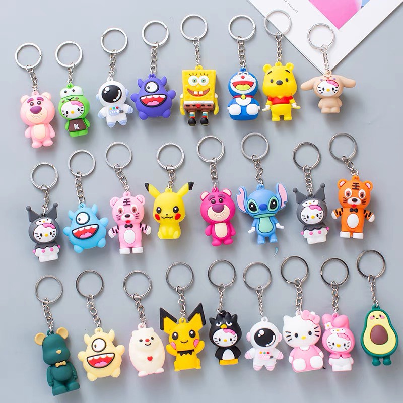 Sỉ [ sâu 10 cái Móc khoá ] dễ thương dùng làm  quà tặng , treo balo ,treo móc khoá_ cập nhật các mẫu mới liên tục