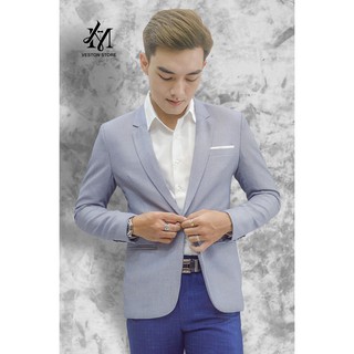Áo vest nam 1 nút ôm body màu xám xanh