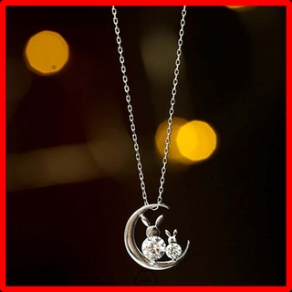 Dây chuyền bạc Ý hình thỏ ngọc và mặt trăng Mora – vòng cổ bạc ViVi_Gift