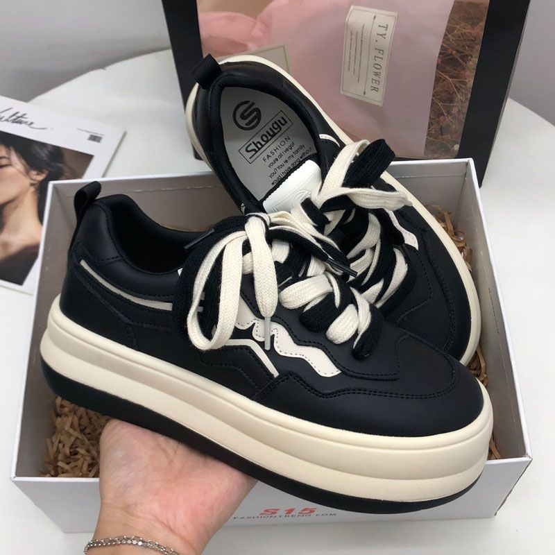 Giày Thể Thao Da Đế Dày Phong Cách Hàn Quốc Cho Nữ