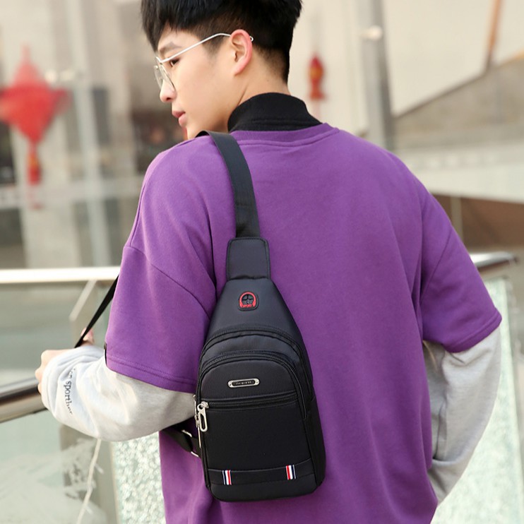 Túi đeo chéo nam vải canvas chống nước 3 ngăn phong cách Hàn Quốc - cặp đeo chéo himan mã số 010