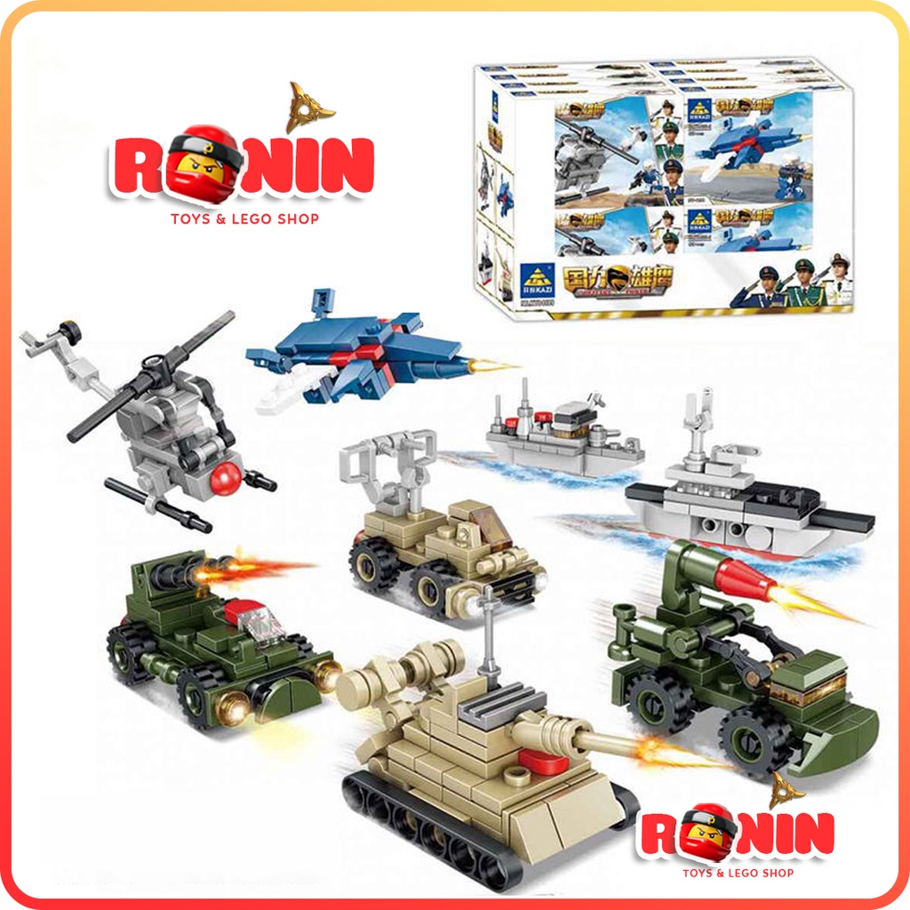 Bộ Đồ Chơi Lắp Ráp Lego Xe Quân Sự Mô Hình Xe Tăng / Trực Thăng / Tàu Ngầm / Xe Bọc Thép 8in1