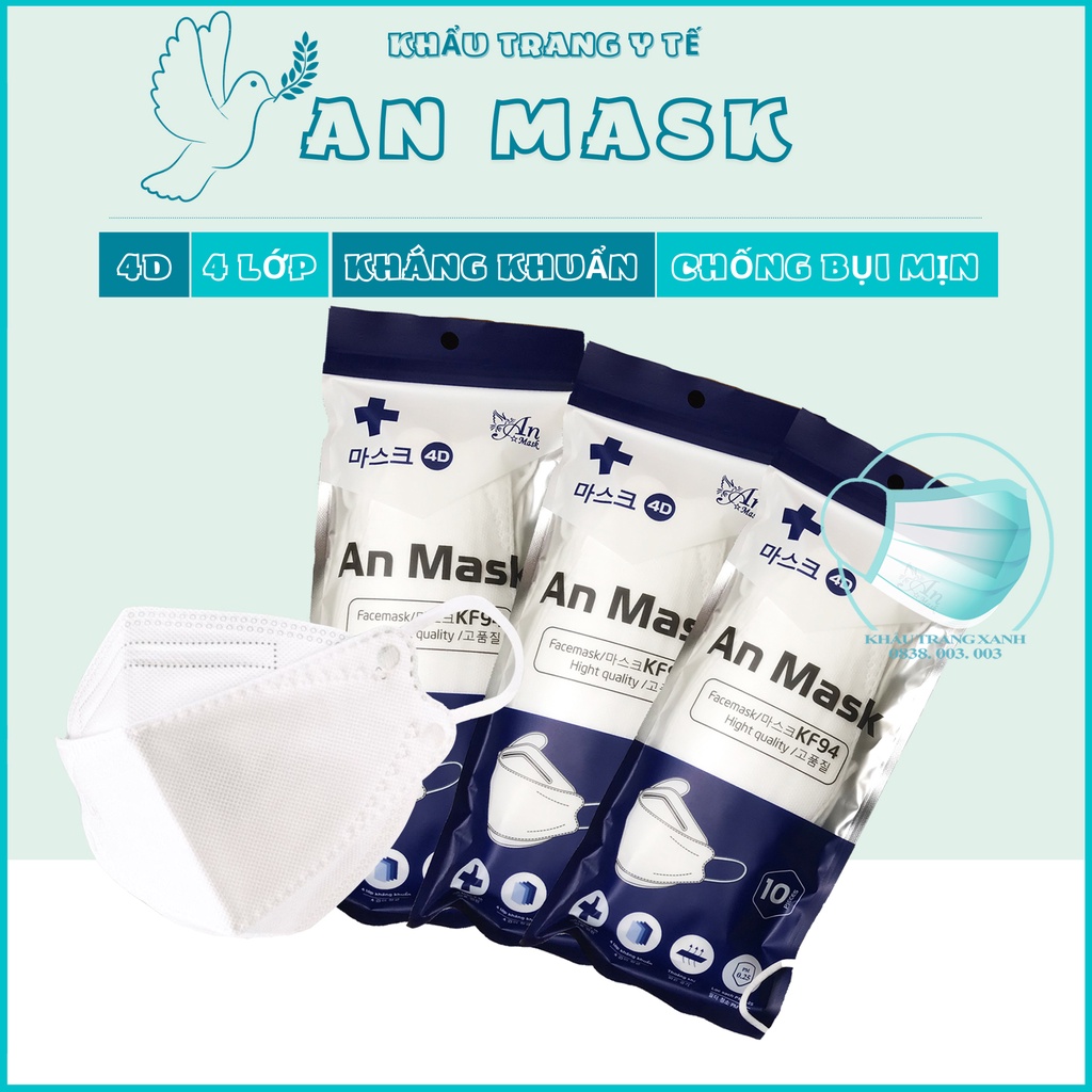 Khẩu trang 4 Lớp KF94 AN MASK Chống Bụi Mịn Và Kháng Khuẩn Hàng Cao Cấp Sản Xuất Theo Tiêu Chuẩn Hàn Quốc