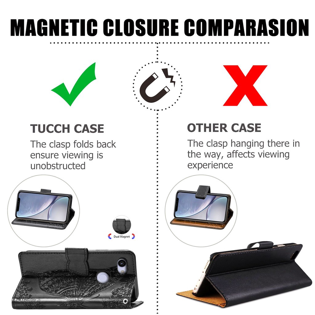 PU Leather Buterfly Flip Wallet Case with Card Slot and Kickstand for Google Pixel 5 3A XL 4 4A 5A | BigBuy360 - bigbuy360.vn