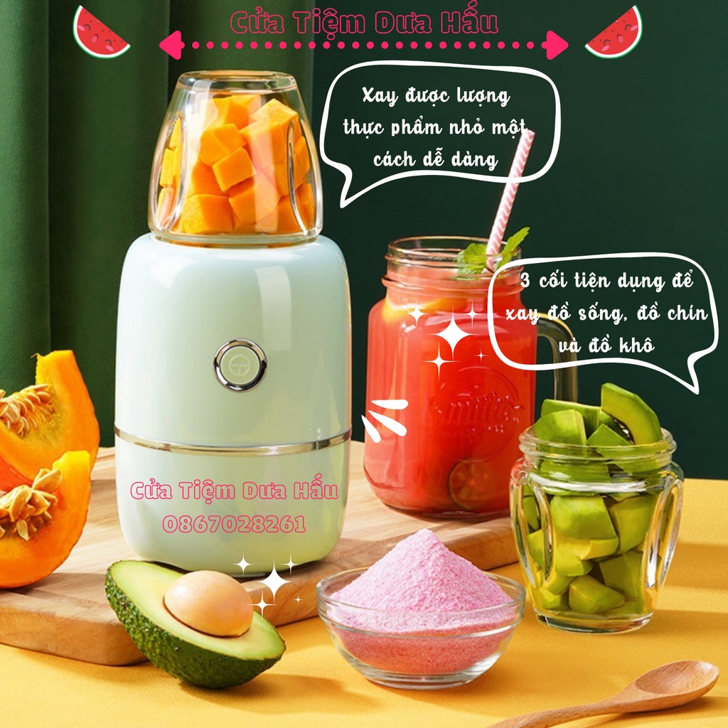Máy Xay 3 Cối Thủy Tinh Đa Năng, Máy Xay Cho Bé Ăn Dặm 300ml Baby Galaxy Official