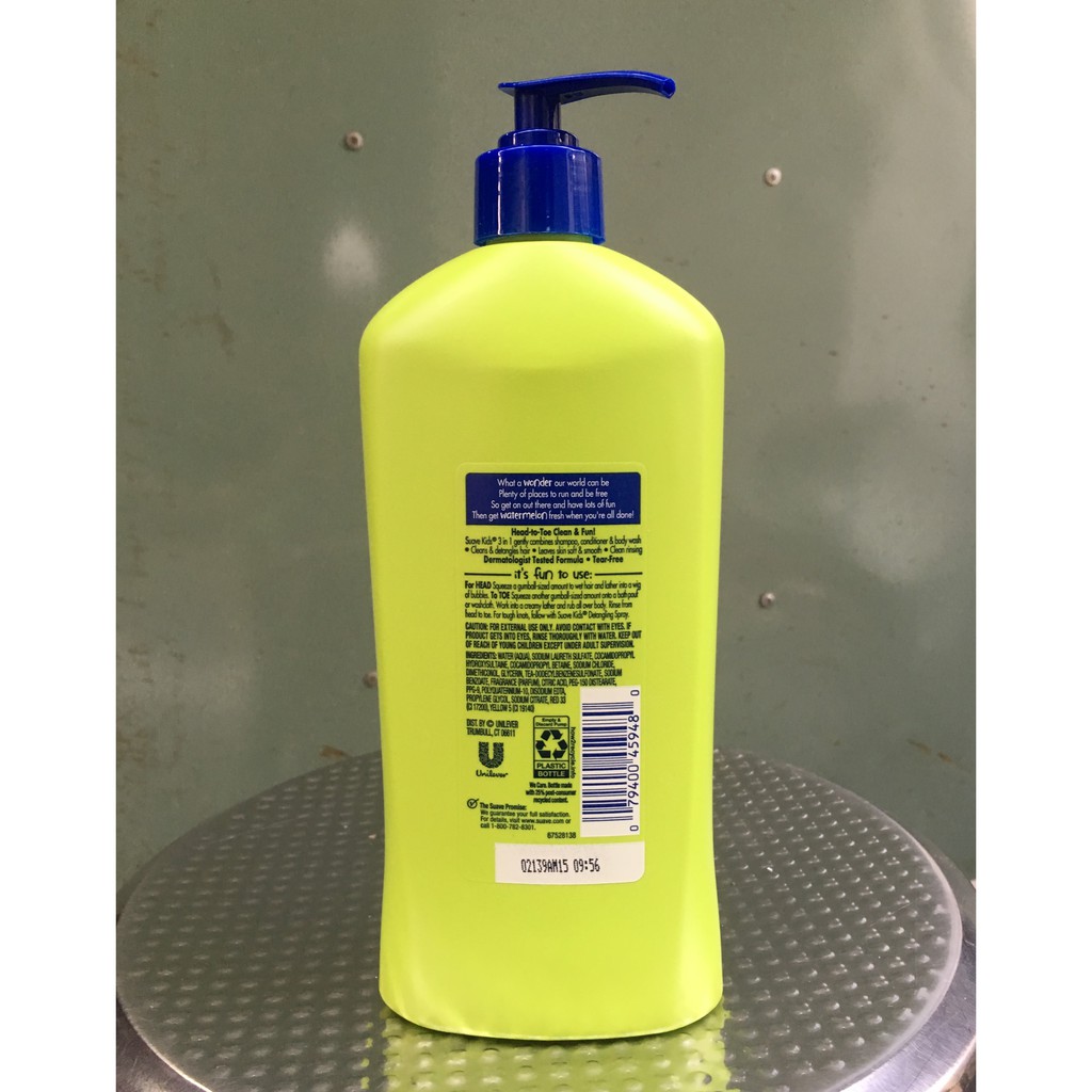 Dầu Gội Xả Tắm Cho Bé Suave Kids 3in1 Hương Dưa Hấu 532ml