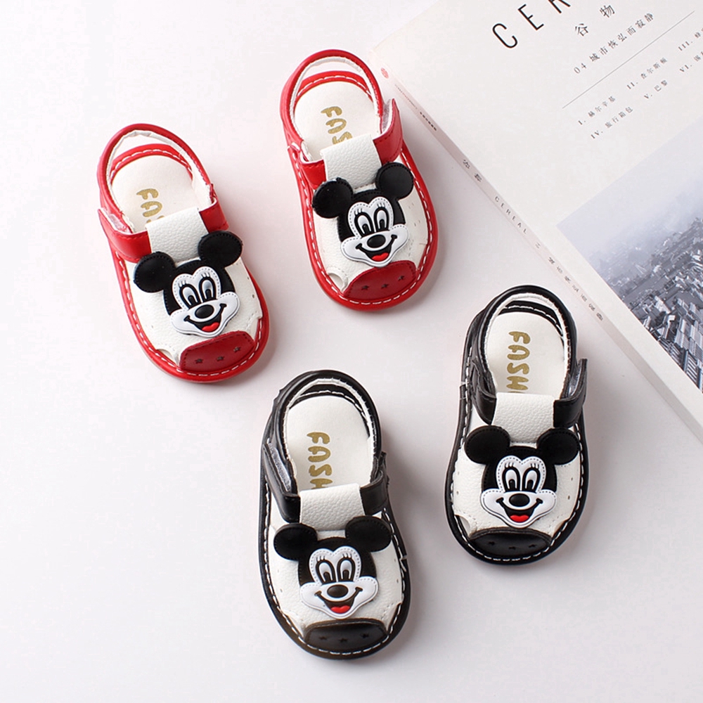 1-2 Years Newborn Shoes Cartoon Mickey Baby Sandals Infant Toddler Sandals Shoes Size 15-19