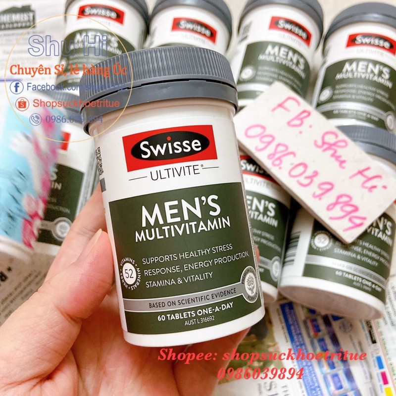 Vitamin tổng hợp cho nam Swisse Men’s Ultivite Multivitamin Úc, 60 viên - Swisse Men