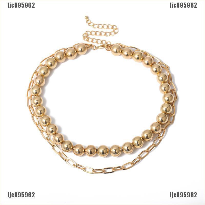 Dây Chuyền Choker Đính Hạt Tròn Màu Vàng Thời Trang Ljc895962 Cho Nữ