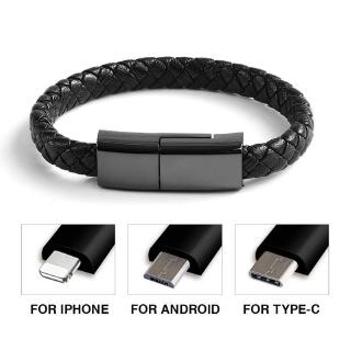 [GB.TECH] Leather Micro USB / Type-C / Lightning Bracelet Data Sync Cord Charging Cable for IOS Android