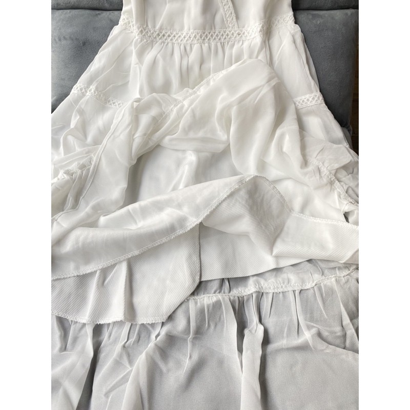 Đầm nữ trắng dự tiệc dễ thương cổ V ren đắp chéo mã [REN CHÉO] | BigBuy360 - bigbuy360.vn