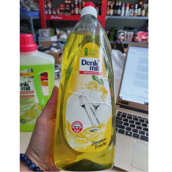 Nước rửa chén bát Đức Denkmit 1l hương chanh an toàn với đồ dùng cho bé - Shop Viloet