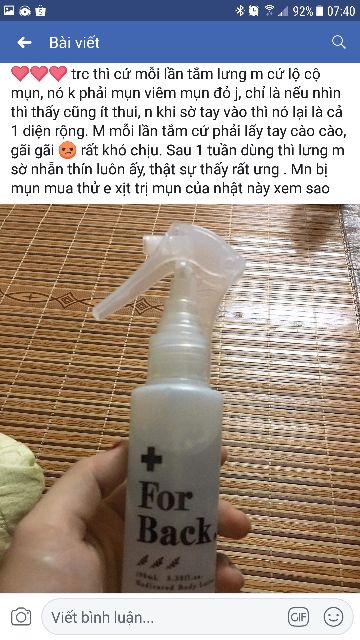 Lotion xịt cải thiện mụn vùng lưng For Back Nhật Bản