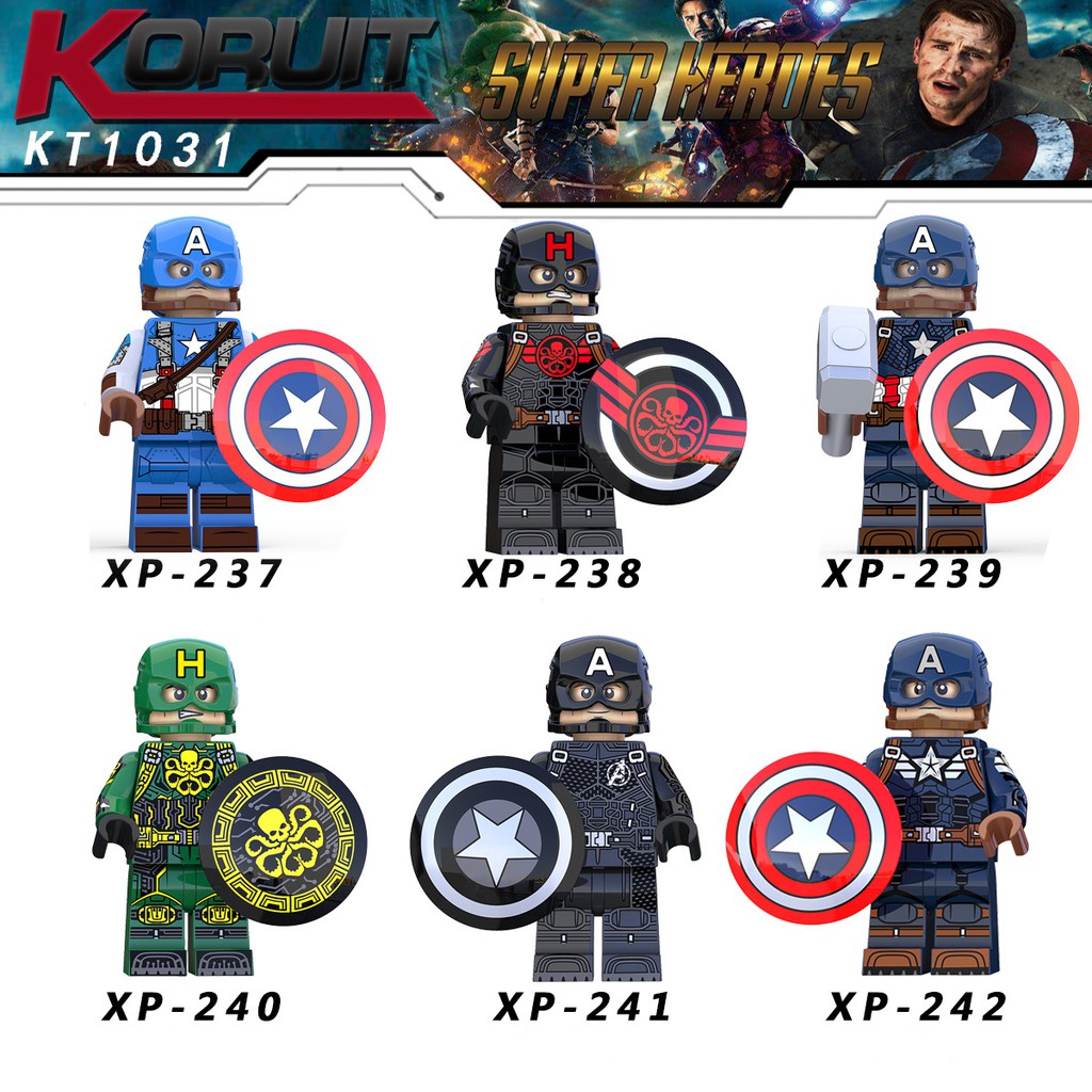 Minifigures Các Mẫu Nhân Vật Captain Đội Trưởng Mỹ Với Nhiều Phiên Bản Khác Nhau Mẫu Ra Mới Nhất KT1031