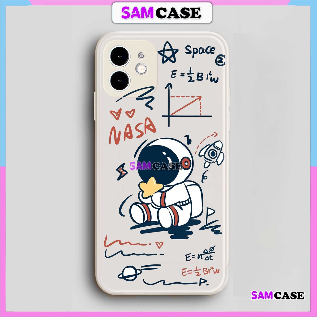 Ốp lưng iPhone Phi hành gia cute cạnh viền vuông silicon mềm dẻo cho iphone 6/6s/7/8/X/XS/XR/11/12/13/14 Pro Plus Max