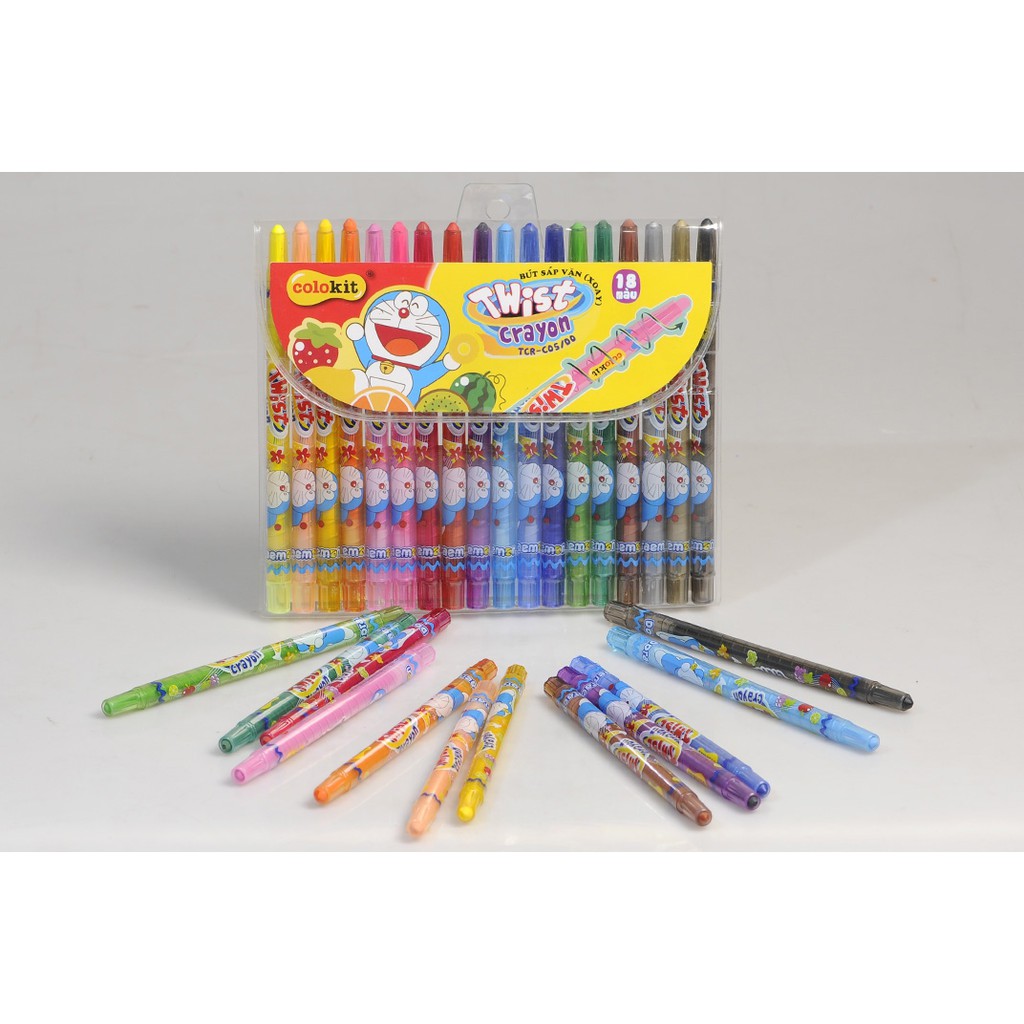 BÚT SÁP VẶN 18 MÀU DORAEMON TCR-C05/DO