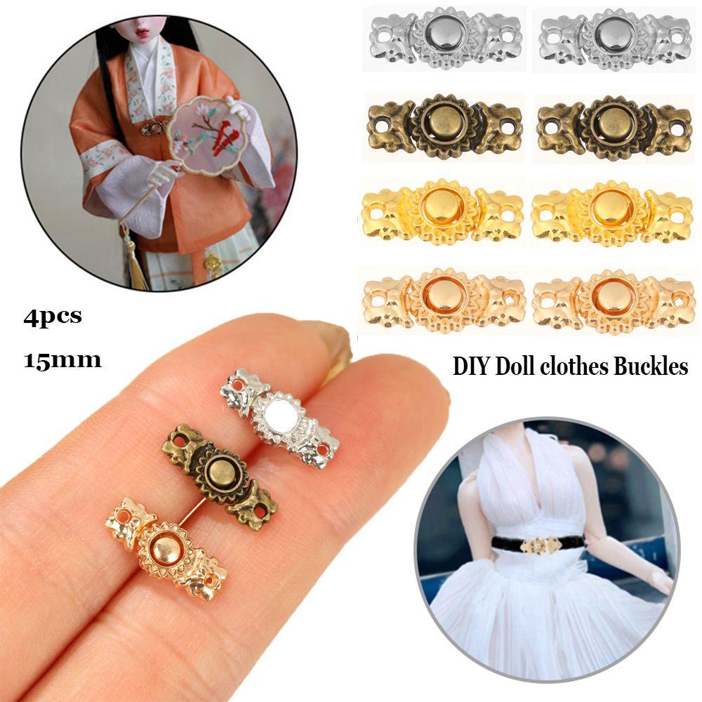 Set 4 Khóa Thắt Lưng 15mm Bằng Kim Loại Dành Cho Búp Bê