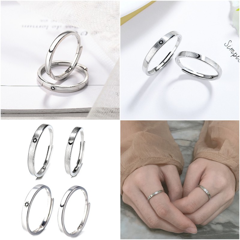 Nhẫn Bạc Hình Tim Rỗng / Ngôi Sao / Gợn Sóng / Tim Đá / Cỏ 4 Lá / Vương Miệng / Bóng