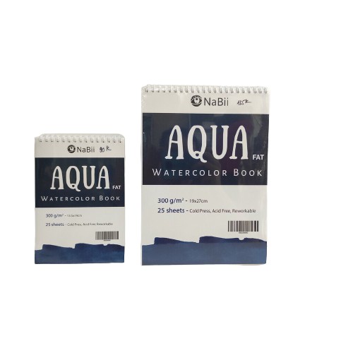 Sổ giấy vẽ màu nước NaBii Aqua Fat 300gsm 25 tờ