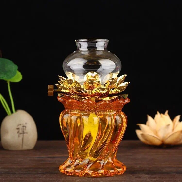 Đèn dầu cát tường lưu ly thủy tinh đèn dầu không khói
