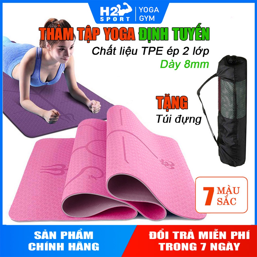 Thảm tập Yoga Định tuyến chất liệu TPE 8mm ép 2 lớp in định tuyến cao cấp