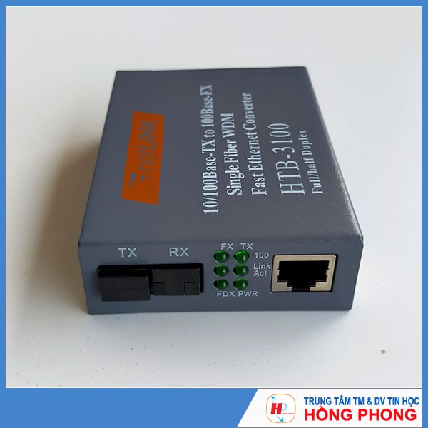 Converter Netlink HTB-3100AB Single-mode 25 km loại 1 sợi quang sử dụng cho Internet và Camera IP