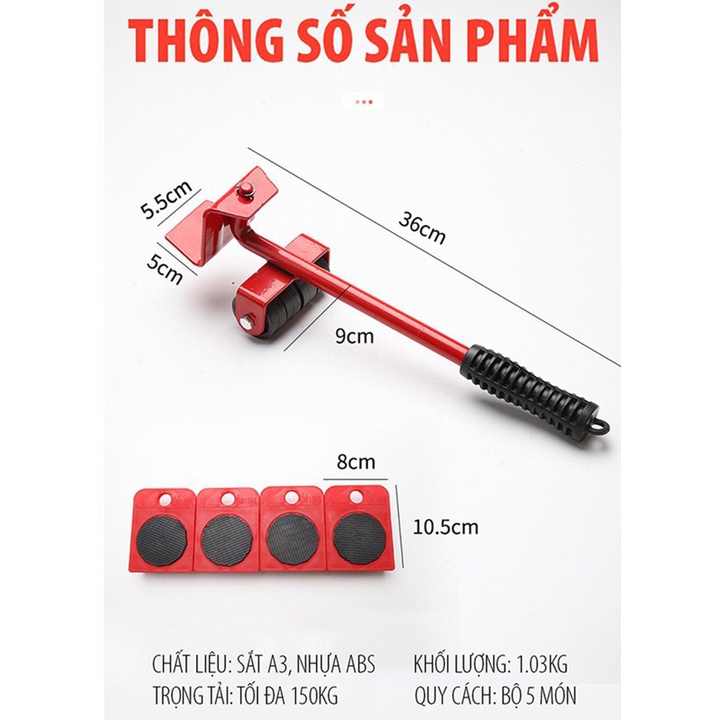 Dụng cụ nâng và hỗ trợ di chuyển vật nặng thông minh tổng tải trọng 600kg, dụng cụ nâng đồ nặng Giường, Tủ, Bàn Ghế