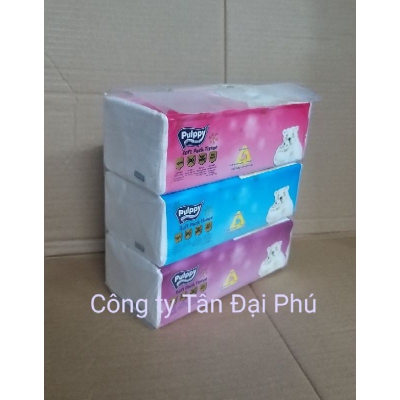 Combo 3 gói khăn giấy rút Pulppy 180 tờ - Pulppy softpack tissue 180s