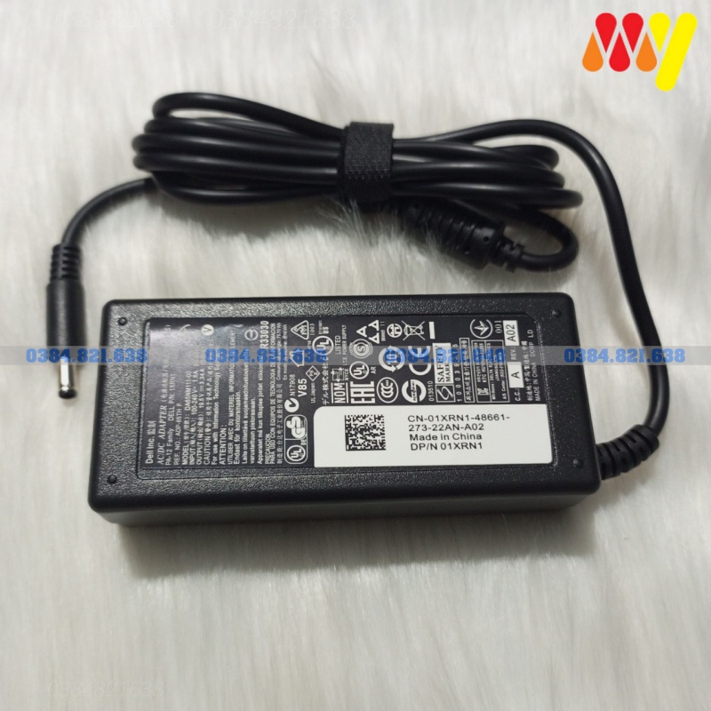 Sạc Laptop Dell 19.5V - 3.34a 65W Chân nhỏ (4.5mm x 3.0mm), Dùng cho Dell Inspiron, Vostro, Latitude - Tặng dây nguồn