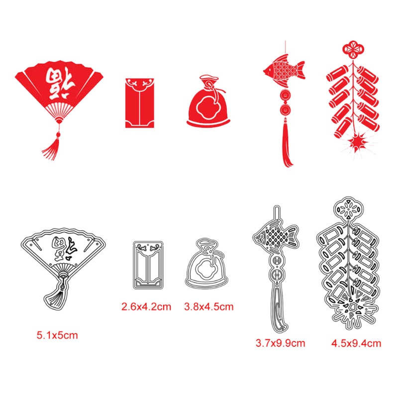 Khuôn cắt giấy làm từ kim loại hình chúc mừng năm mới trang trí album ảnh tự làm