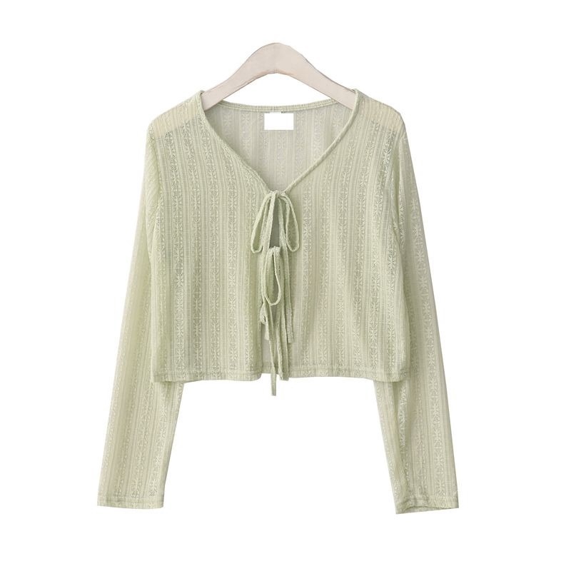 Áo Khoác Cardigan Dài Tay Phối Ren Mỏng Thời Trang Mùa Hè Dành Cho Nữ