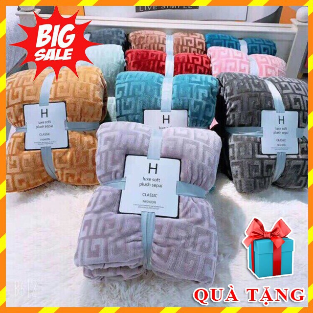 CHĂN LÔNG CỪU LUXURY CLASSIC Họa Tiết Chữ Vạn Cao Cấp Mới Nhất 2021, Kích Thước 2m x2m3