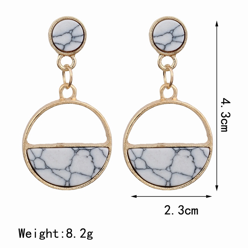 Bông tai đính đá cẩm thạch phong cách Hàn Quốc thanh lịch cho nữ