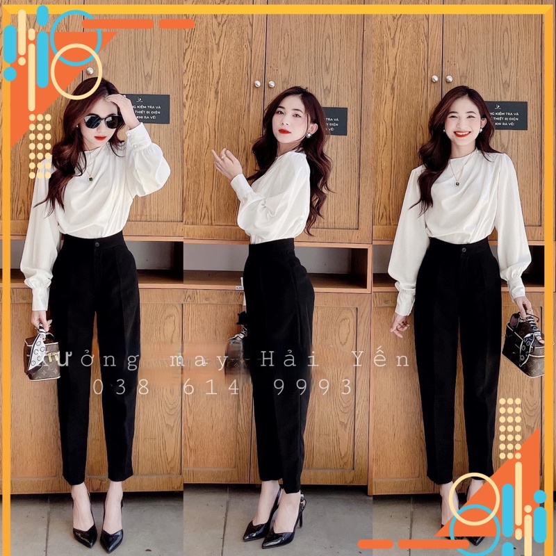 [ Sale 50%] Quần Tây đơn giản lưng cao mã 990