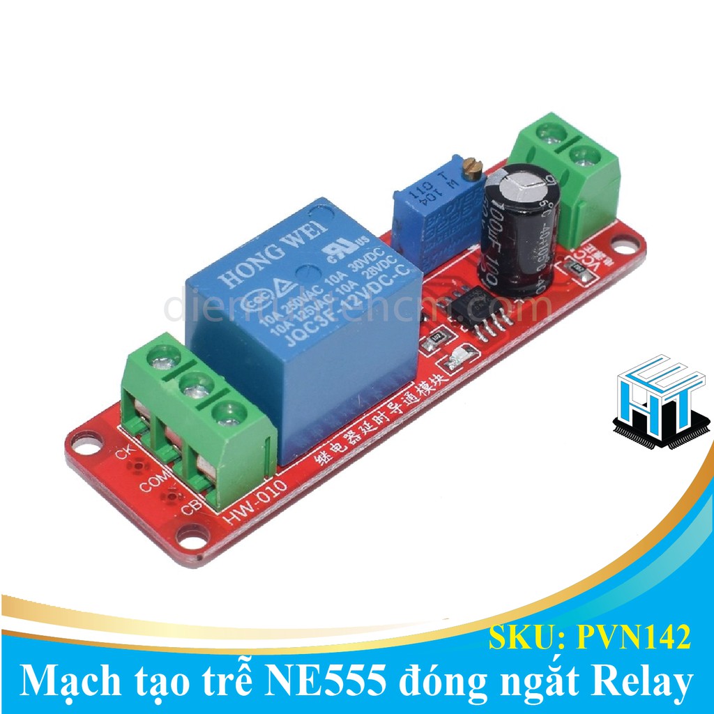 Mạch tạo trễ NE555 đóng ngắt Relay