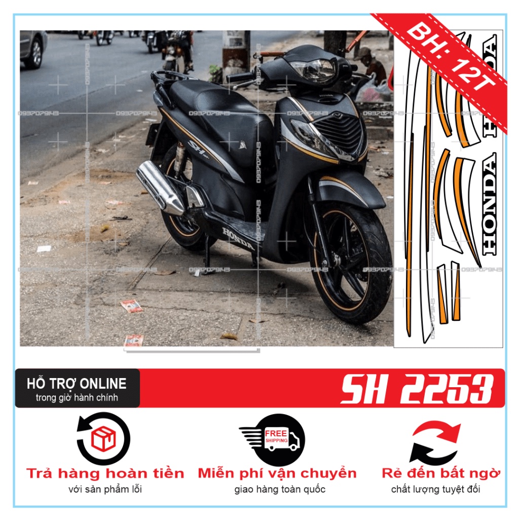 TEM XE SH 2008 CHỈ ĐỎ ĐEN -- SHIN DECAL 2