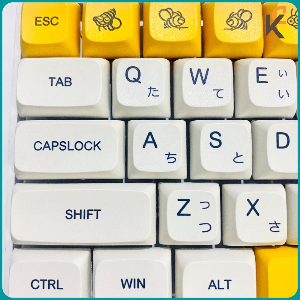 Keycap Honey Milk Bee PBT XDA cho bàn phím cơ - Song ngữ Anh Nhật