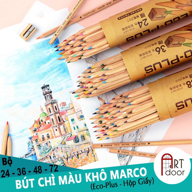 [ARTDOOR] Bộ bút chì màu Khô 24/48 MARCO Eco (ống tròn)