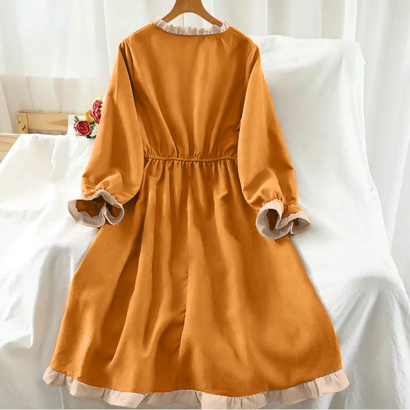 Đầm xòe ZANZEA tay phồng dài cổ tròn thời trang dành cho bạn nữ