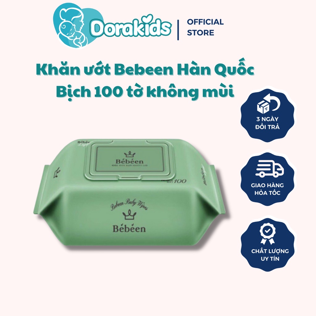 Khăn giấy ướt Bebeen Light nội địa Hàn bịch 100 tờ không mùi an toàn cho trẻ sơ sinh