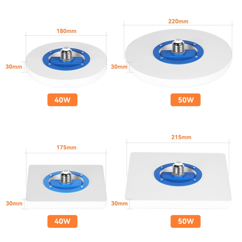 Đèn trần CHUANGYANG UFO tròn/ vuông siêu sáng E27 15W 20W 30W 40W 50W 60W tiện lợi