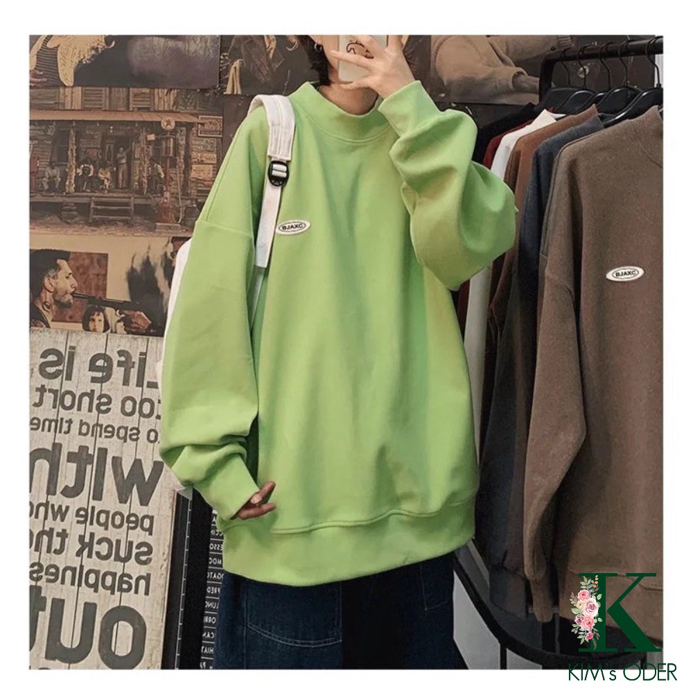 Áo Sweater Unisex nỉ thu đông phong cách Hàn Quốc cổ tròn dài tay nam nữ màu đen trắng nâu xám xanh chất liệu nỉ bông | BigBuy360 - bigbuy360.vn