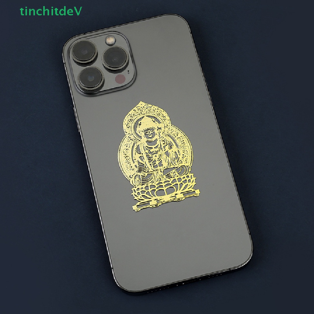 1 Miếng Dán Trang Trí Điện Thoại / Cửa Sổ Hình Tượng Phật Tây Tạng Màu Vàng Kim 3D