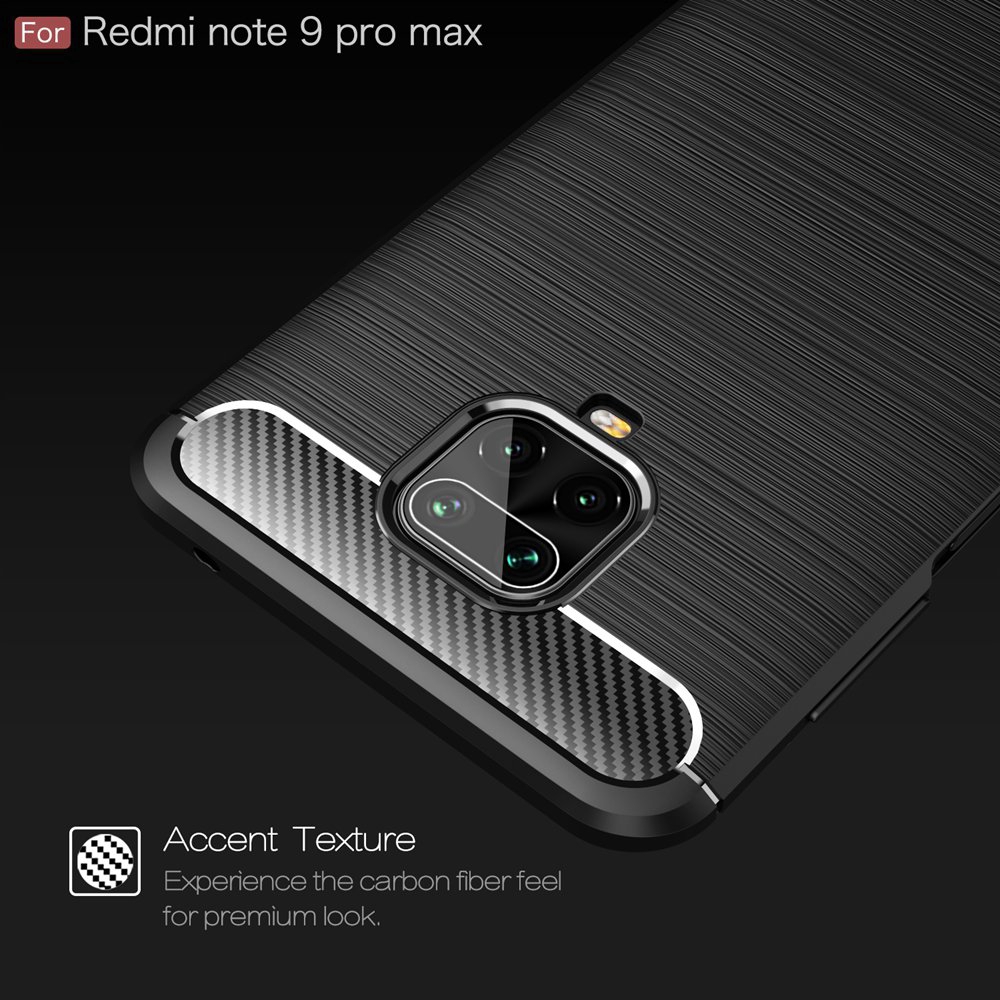 Xiaomi Poco M2 Pro Casing Soft TPU Case Fashion Carbon Fiber Pattern Shockproof Silicone Back Cover