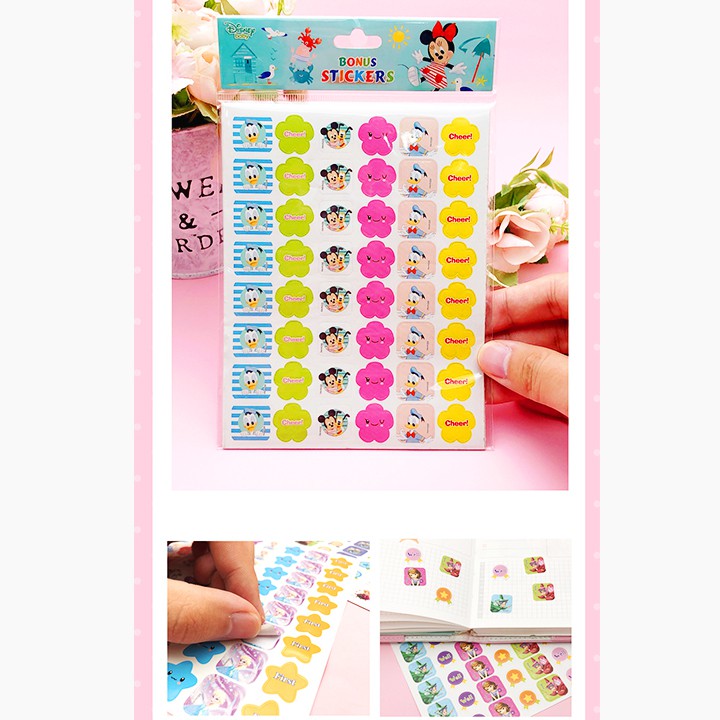 Set 384 sticker khen thưởng tiếng Anh cho bé set 8 tờ với nhiều họa tiết hoạt hình sinh động Baby-S– SST011